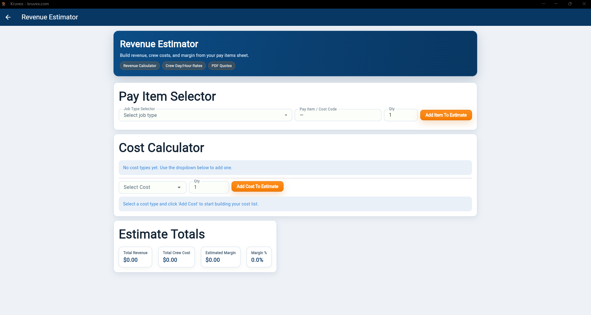 Revenue Estimator and Pre-Bid Tools